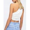 One Shoulder Ruched Jersey Crop Tank Top - WHITE XL