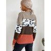 Crew Neck Leopard Colorblock Sweater - multicolor L