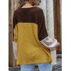 Colorblock Drop Shoulder Knitted Oversized T Shirt - YELLOW XXL