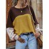 Colorblock Drop Shoulder Knitted Oversized T Shirt - YELLOW XL