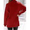 Half Zip Drop Shoulder Pocket Drawstring Sweatshirt - RED XL