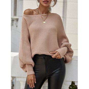 

Rib Knit Batwing Sleeve Jumper Sweater, Light coffee