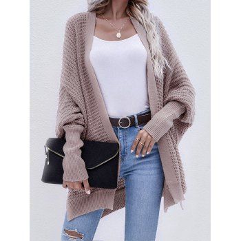 

Batwing Sleeve Open Front Slit Cardigan, Light purple