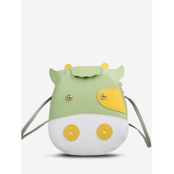 

Cartoon Cow Pattern Crossbody Bag, Green