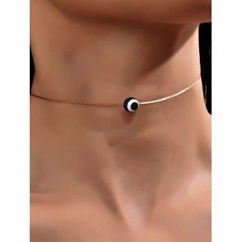 

Brief Evil Eye Pattern Chain Necklace, Black