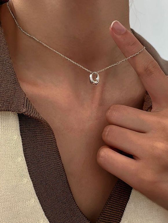Collier Cercle Pendant Minimaliste - Argent 
