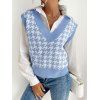 V Neck Houndstooth Sweater Vest - LIGHT BLUE L