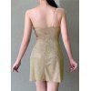 Mini Robe de Soirée Embellie de Zip à Paillettes - d'or L
