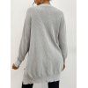 Drop Shoulder Single Breasted Tunic Cardigan - GRAY S