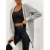 Drop Shoulder Single Breasted Tunic Cardigan - GRAY M