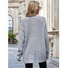 V Neck Cut Out Drop Shoulder Oversized Sweater - GRAY M