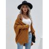 Batwing Sleeve Open Front Slit Cardigan - COFFEE XL