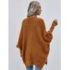Batwing Sleeve Open Front Slit Cardigan - COFFEE M
