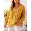 Cable Knit Chunky Drop Shoulder V Neck Sweater - YELLOW S