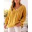 Cable Knit Chunky Drop Shoulder V Neck Sweater - YELLOW M