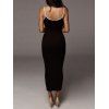 Ribbed Cami Contrasting Binding Midi Slinky Dress - BLACK M
