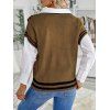 Short Sleeve Plunging Cricket Sweater - COFFEE M