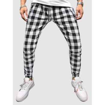 

Geometric Checkerboard Print Pants, Multicolor a