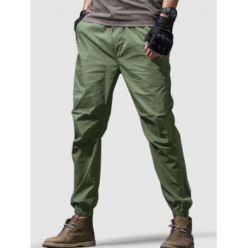 

Casual Solid Color Beam Feet Pants, Army green