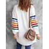 Drop Shoulder Colorful Striped Longline Cardigan - WHITE S