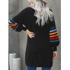 Drop Shoulder Colorful Striped Longline Cardigan - BLACK L