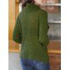 Openwork Cowl Neck Mock Button Tulip Hem Sweater - DEEP GREEN M