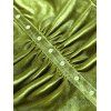 Robe Boutonnée Plissée en Velours - Vert profond L