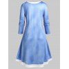 Plus Size Floral Print 3D Denim Dress - LIGHT BLUE 2X