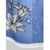 Robe Denim à Imprimé Florale 3D Grande Taille - Bleu clair 5X