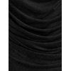 Heather Mock Button Long Sleeves Draped Cowl Neck T-shirt - BLACK L
