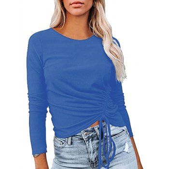 

Cinched Long Sleeve T Shirt, Blue
