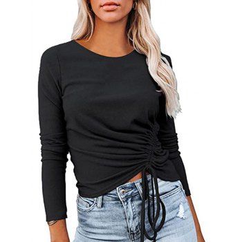 

Cinched Long Sleeve T Shirt, Black