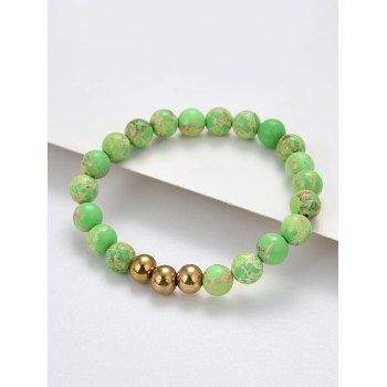

Imperial Jasper Stone Elastic Beaded Bracelet, Green