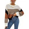 Drop Shoulder Colorblock Pullover Sweater - multicolor S