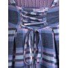 Robe Pull à Carreaux Imprimé 2 en 1 à Lacets - Violet clair M