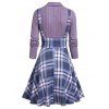 Robe Pull à Carreaux Imprimé 2 en 1 à Lacets - Violet clair XXL