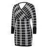Batwing Sleeve Plaid Surplice Sweater Dress - BLACK XL