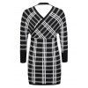 Batwing Sleeve Plaid Surplice Sweater Dress - BLACK XL