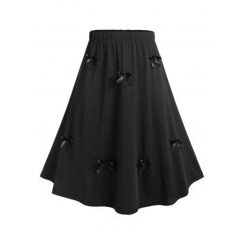 

Plus Size Bowknot Embellished A Line Skirt, Black