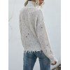 Confetti Cold Shoulder Distressed High Neck Sweater - WHITE L