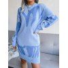 Geometric Crew Neck Mini Sweater Dress - BLUE S
