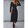 Mock Button Empire Waist Shirred Detail Midi Dress - BLACK XL