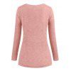 Heather Mock Button Long Sleeves Draped Cowl Neck T-shirt - LIGHT PINK S