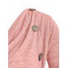 Heather Mock Button Long Sleeves Draped Cowl Neck T-shirt - LIGHT PINK M