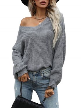 Drop Shoulder Slouchy Solid Color Sweater