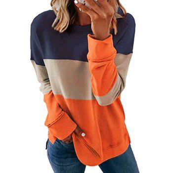 

Colorblock Drop Shoulder Slit Side Sweatshirt, Orange