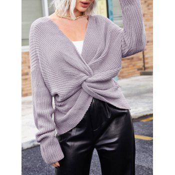 

Reversible Twisted Drop Shoulder Jumper Sweater, Light purple