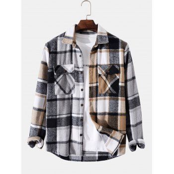 

Plaid Print Flannel Shirt, Gray