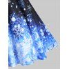 Christmas Snowflake Cold Shoulder Half Zip Dress - BLUE S