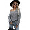 Drop Shoulder Slouchy Solid Color Sweater - GRAY M